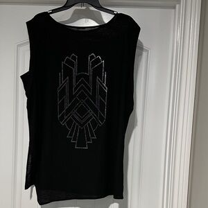 Black Sleeveless Top with Geometric Design